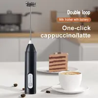 Espumador de leche inalámbrico, licuadora eléctrica de mano tipo C, Mini cafetera de acero inoxidable, batidora para café, crema de capuchino
