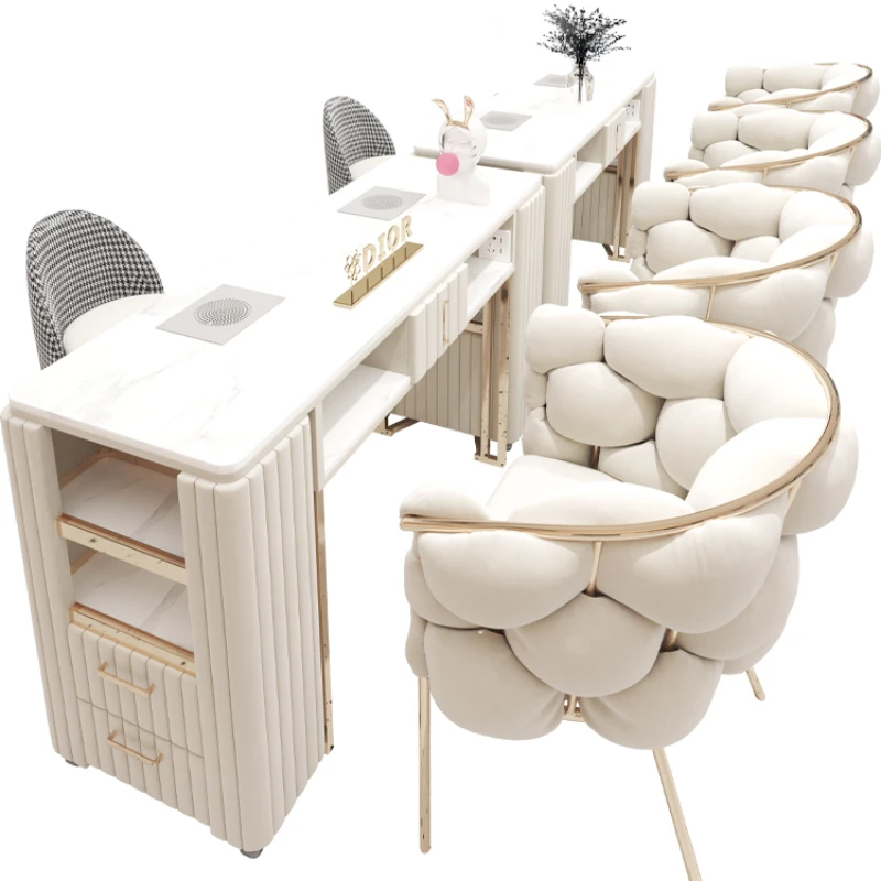 Luxury Organizer Nail Desk Workstation Kawaii Aesthetic Nordic Manicure Table Vacuum Cleaner Stolik Do Paznokci Salon Furniture