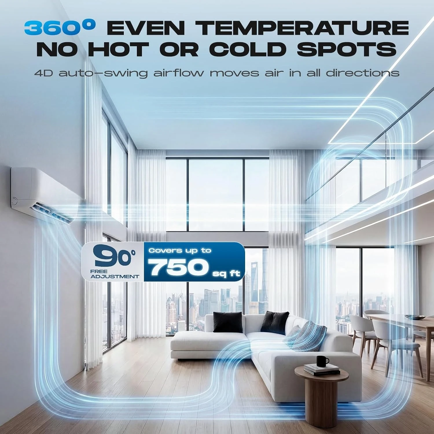 12000 BTU Mini Split AC & Heater, 115V Ductless Wall Mount, SEER2 20 Inverter Heat Pump, 750 Sq.Ft, Self-Cleaning, Custom
