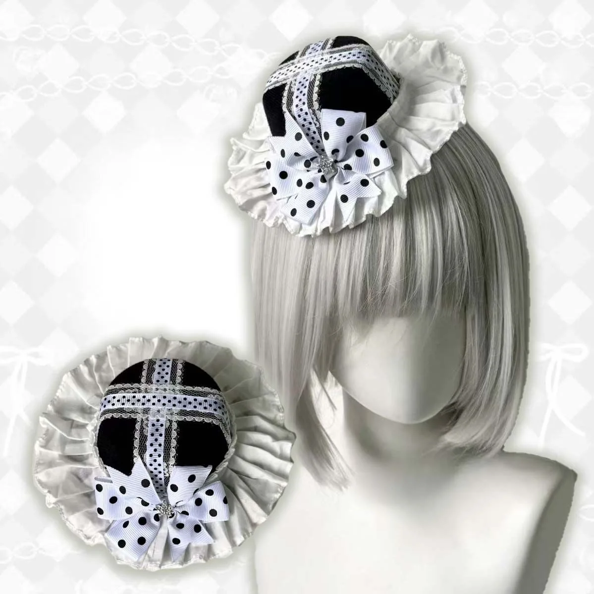 Polka Dot Bowknot Y2K Women's Mini Top Hat Hair Clip Japanese Sweet Anime Cute Hair Ornament Lolita Jk New Style Hair Accessory