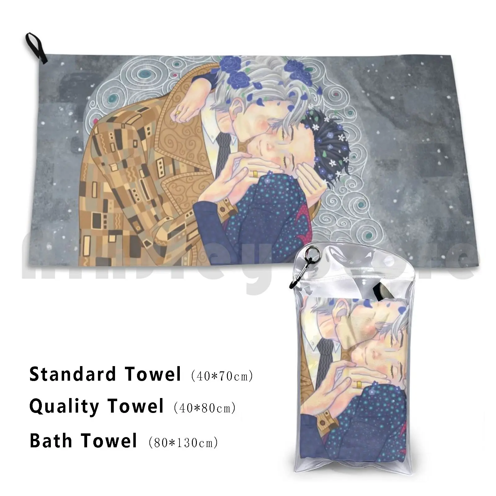Kiss On Ice Custom Towel Bath Towel Kiss Love Love Wins Ice Skating Figure Skating Art History Parody Humor