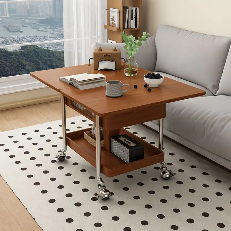 

Solid wood medieval trolley home living room mobile folding retro antique small apartment