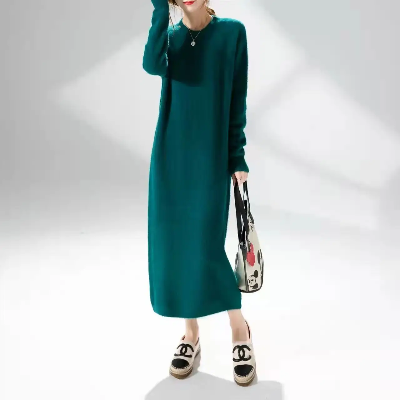 New Chic Women Long Knit Maxi Sweater Dress Autumn Winter Knitted  Ribbed Thick Christmas Pullover Party es B158