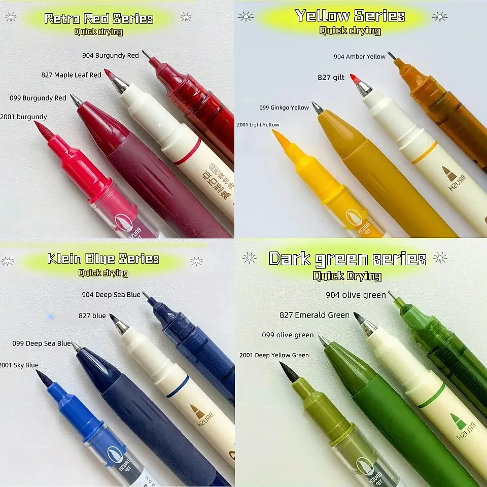 Vintage 4Pcs Pens Set Quick-Dry Ink Smooth Writing Compatible Multiple Tips Office Work Notebooks
