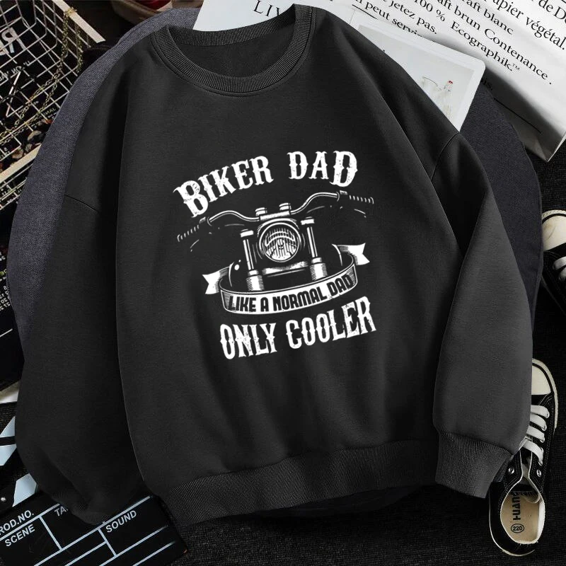 

Vintage Motorcycle Print Men's Sweatshirts Biker Dad Only Cooler Graphic Pullover Men Harajuku Fashion Loose Father Sportwear