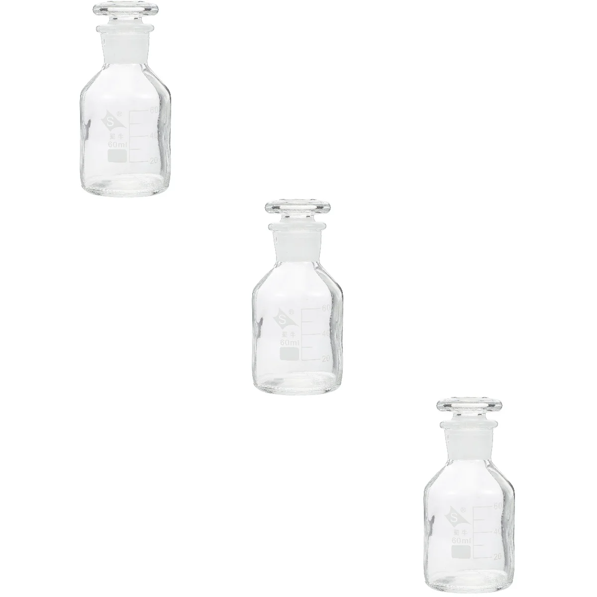 

3 Pcs Glass Reagent Bottle Round Wide Mouth Laboratory Thickened Sample Bottles