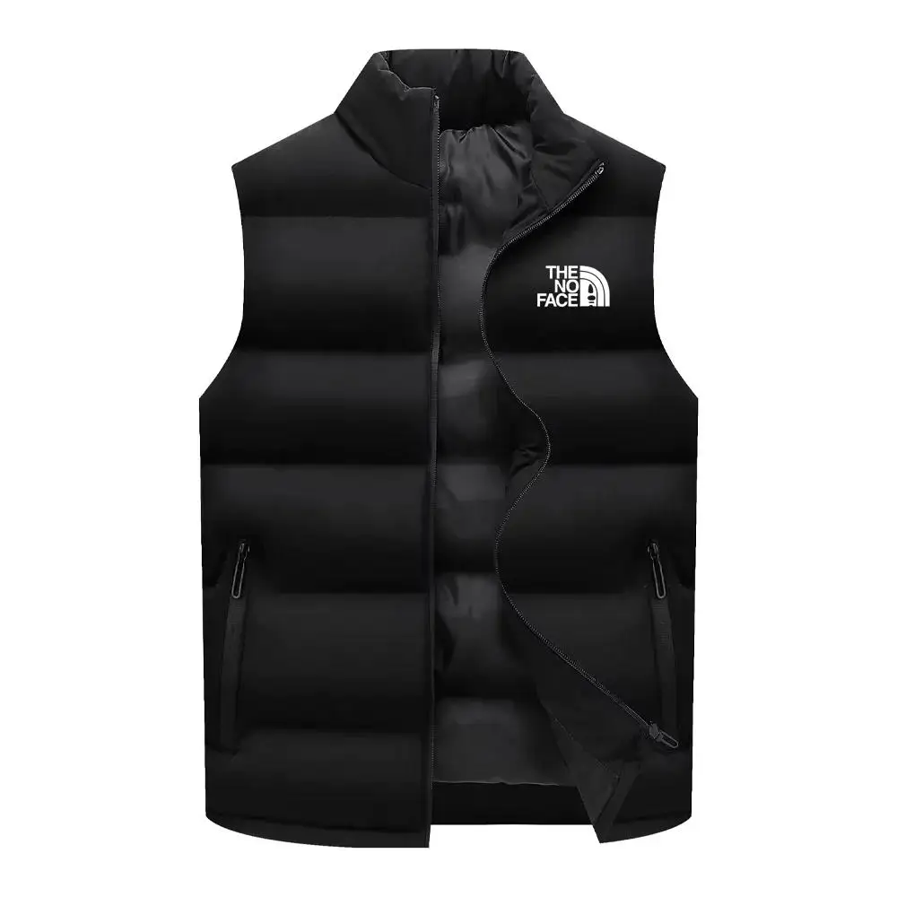Men\'s Sleeveless Tank Top, Winter Warm Jacket, Waterproof Zipper Jacket, Autumn Collar, Standing Tank Top, North Casual, 2024