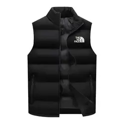 Men's Sleeveless Tank Top, Winter Warm Jacket, Waterproof Zipper Jacket, Autumn Collar, Standing Tank Top, North Casual, 2024