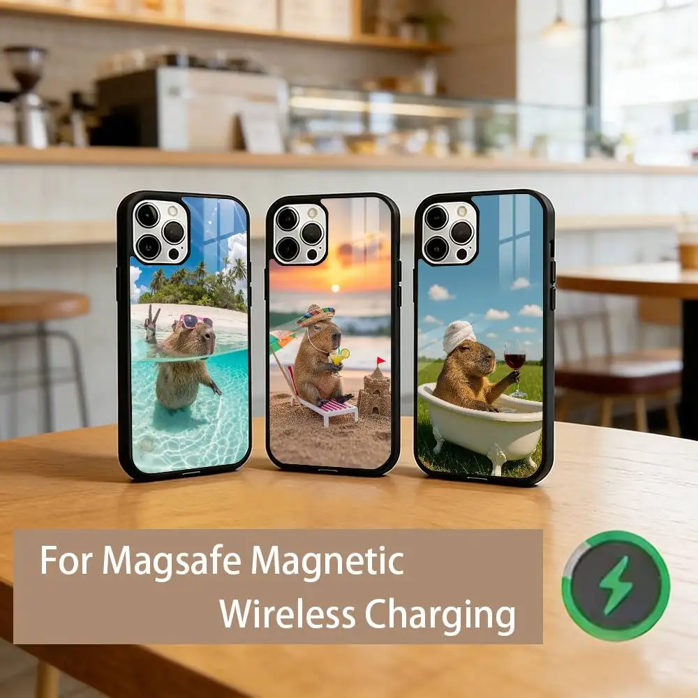 

Capybara Meme Phone Case For iPhone17,16,15,14,13,12,11 Plus,Pro Magnetic For Magsafe Wireless Charging