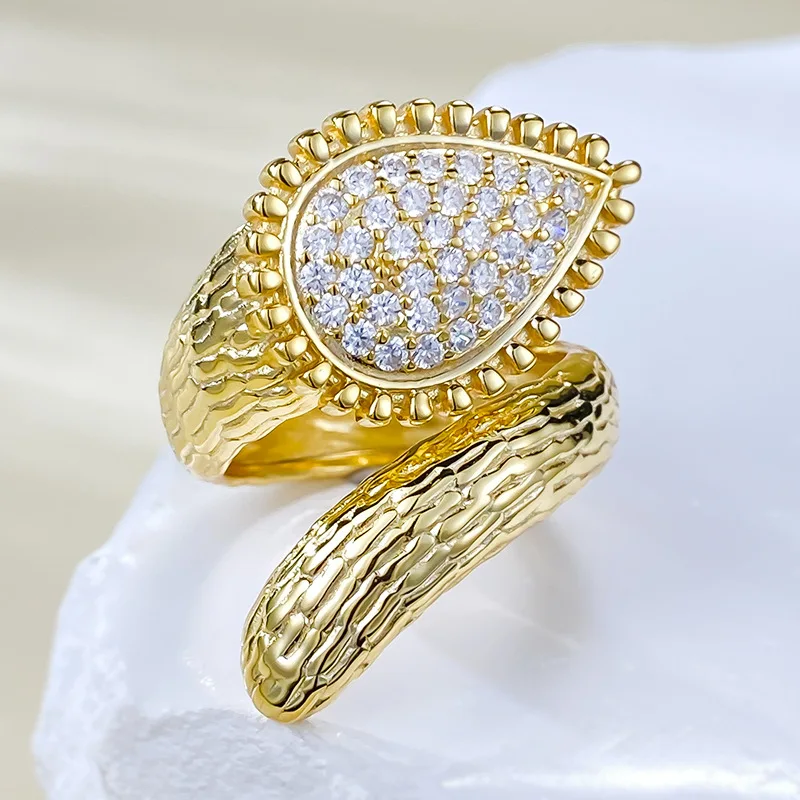 

New Bohemian Style Simulated Diamond Snake Ring Wedding Ring for Women Cross border in Europe and America