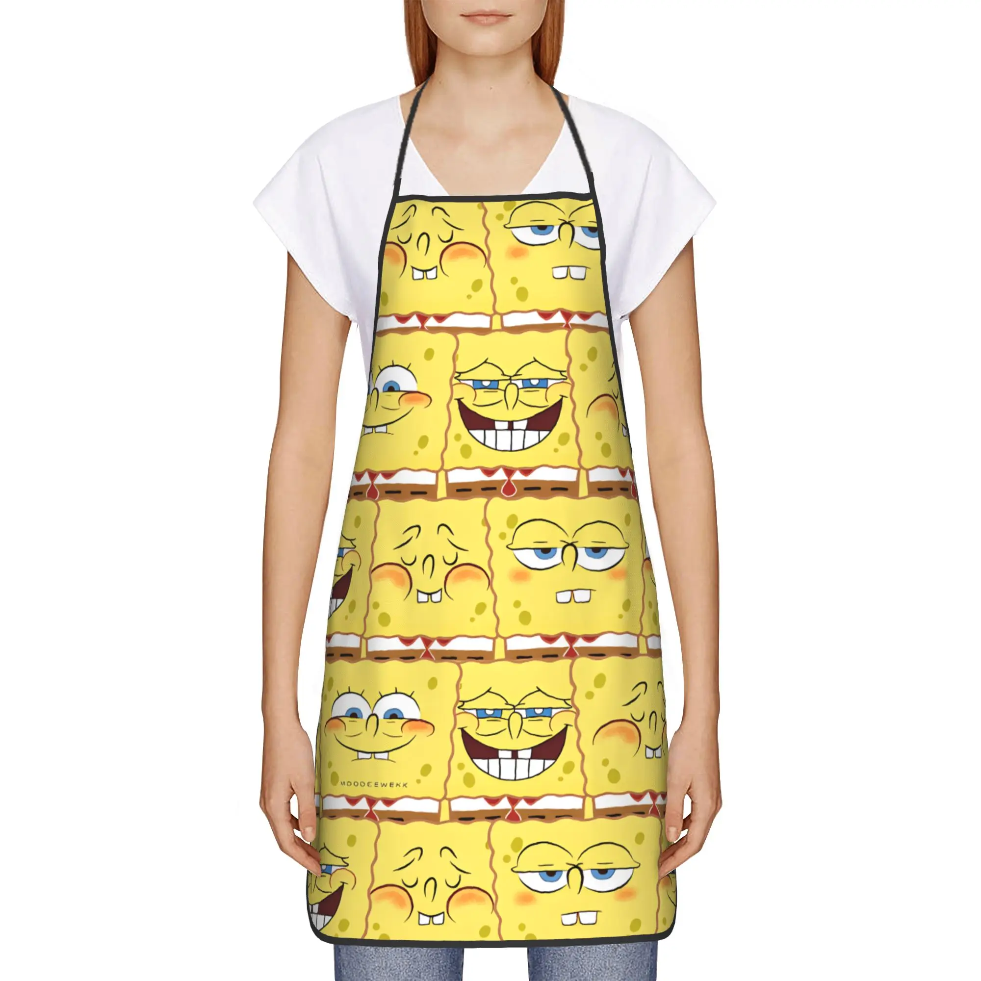 S-Spongebobs Apron  Adult Restraunt Kitchen Accessories Cooking Fashion Aprons without Pocket