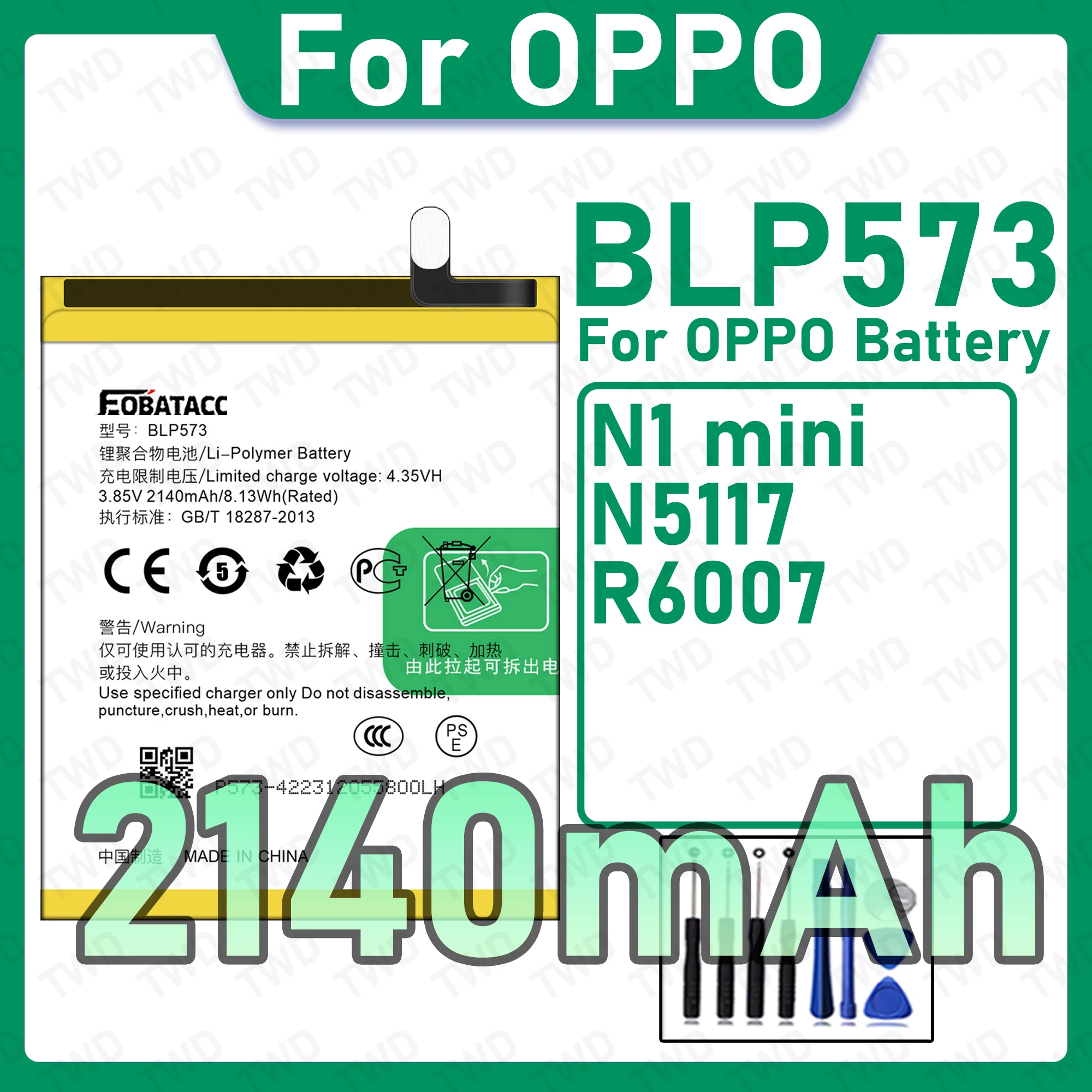 New High Quality Safe Durable BLP573 Battery For OPPO N1 mini N5117 R6007 Replacement Long Lasting+Free Tools