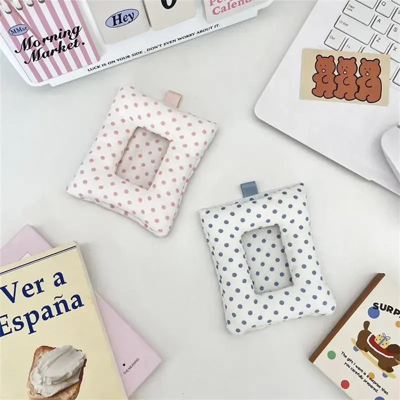 Cute Padded Star Polka Dots Card Holder Photocard Holder Idol Photo Display Protect Storage Card Keychain Bag Pendant Keyring