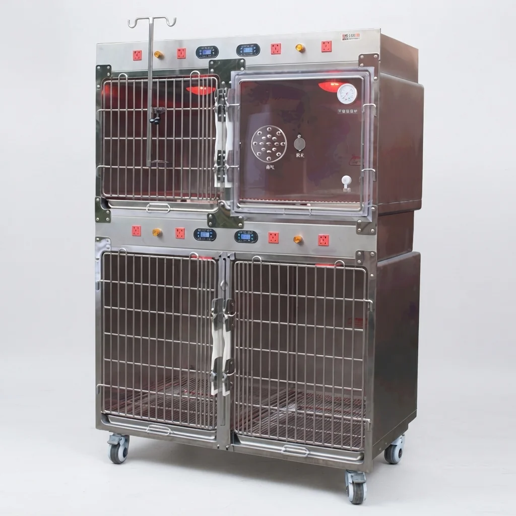 WE MEDICAL WE-ICU-01 304 Stainless Steel Veterinary ICU Cage Multi-Functional Pet Oxygen  Chamber Animal Hospital