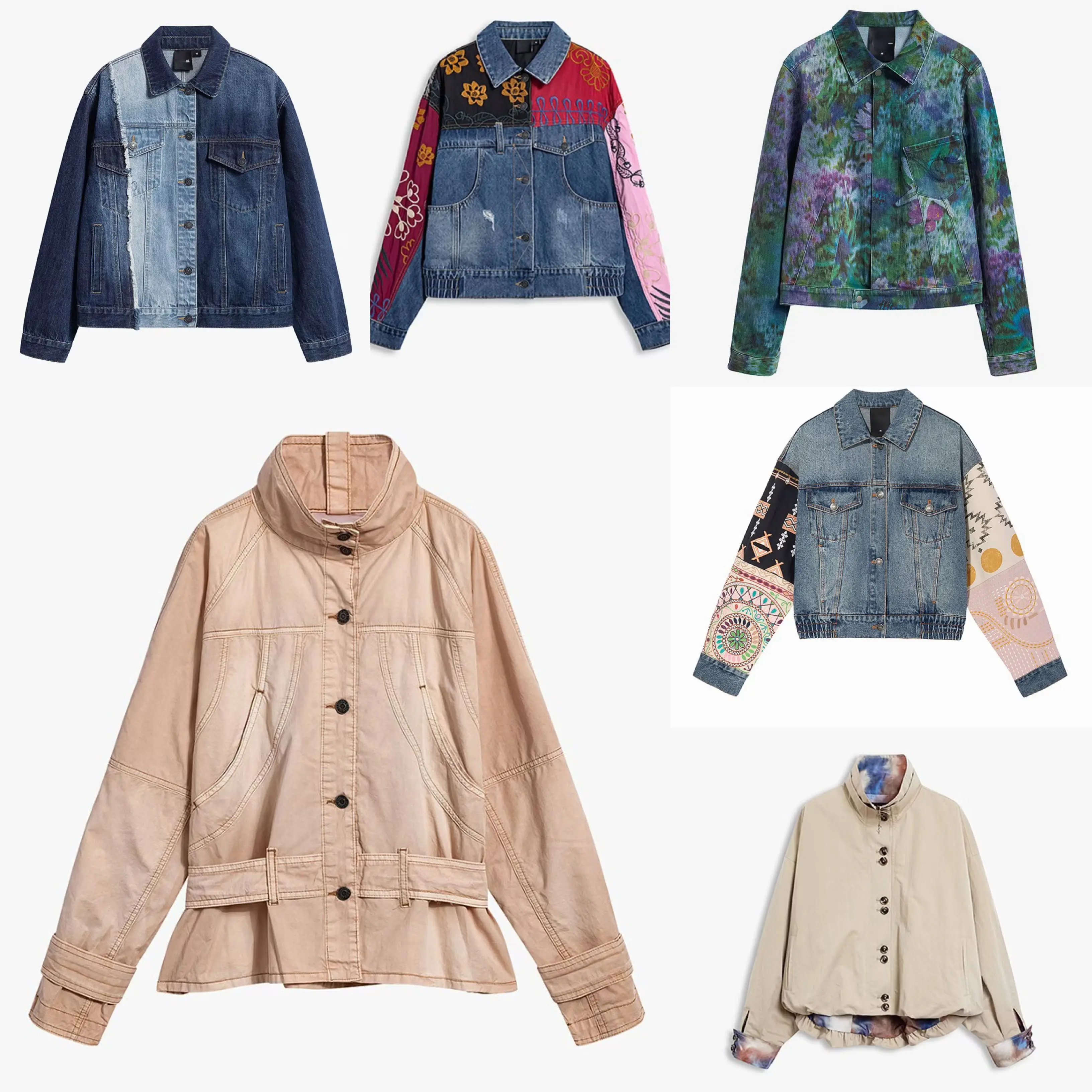Foreign Trade Spanish Original Bohemian Style Women's Denim Jacket Splicing Heavy embroidery Sequins Loose Short Jacket