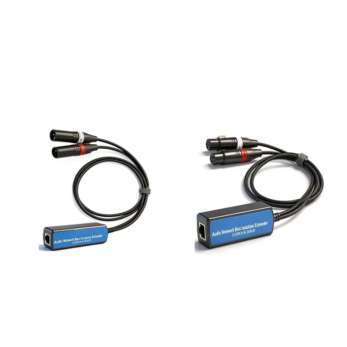 DTC5 2-Channel XLR to RJ45 Network Cable Extender Audio Network Box Isolation Extender 500 Meters Transmission Male + Female
