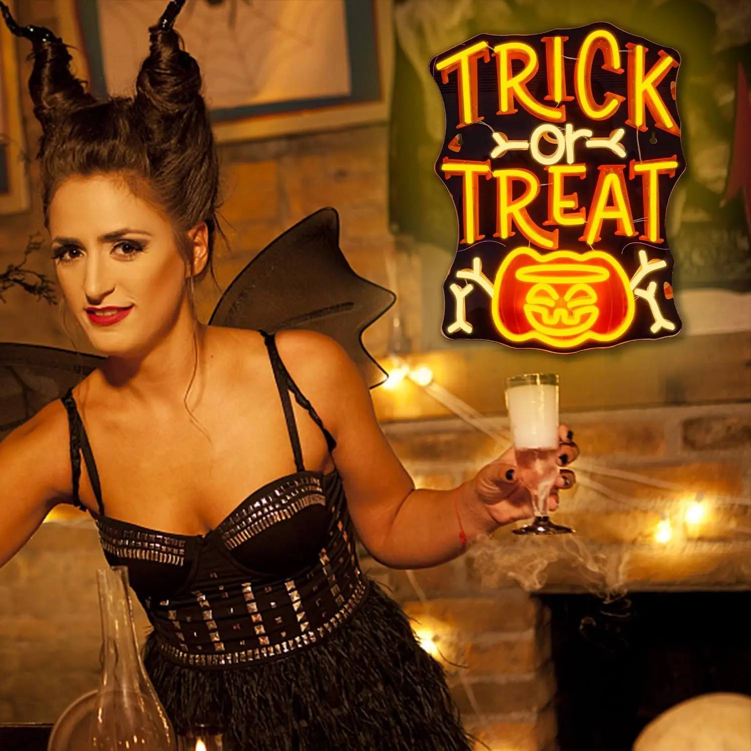 

Trick Halloween Neon Sign USB Dimmable Neon Light UV Printed Pumpkin Light for Bar Club Man Cave Shop LED Lights Decorate Gift