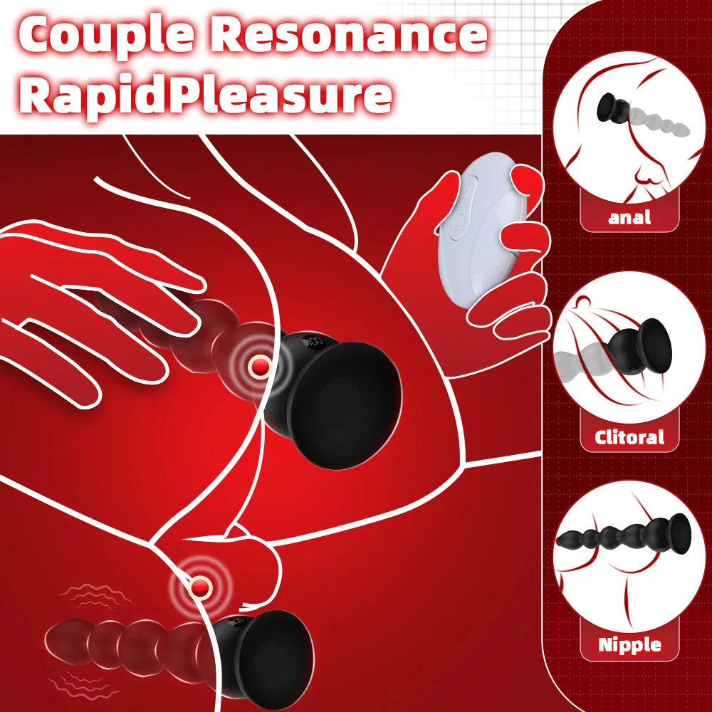 리모컨 진동 항문 진동기, 진동 비즈, 여성 및 남성 전립 마사지기, 여성 및 남성 자위용 항문 섹스 토이