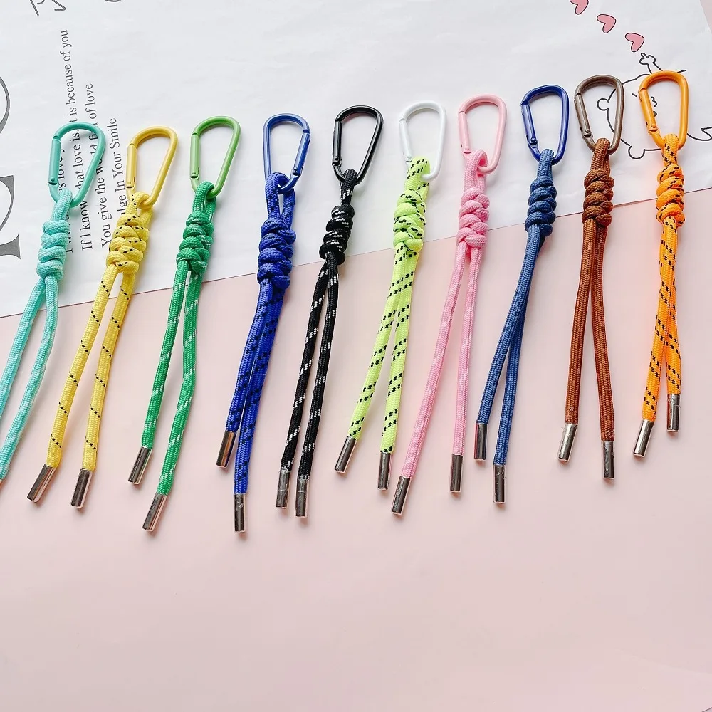 Colorful Braided Lanyard Keychain for Phone Case Decoration Women Chic Bag Pendant Kpop DIY Key Chains Friend Couple Gift