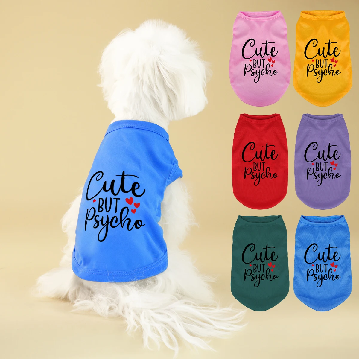 Cute but Psycho - Summer Vest Dog Vest For Small Puppy Clothes Pet Clothes T-shirt