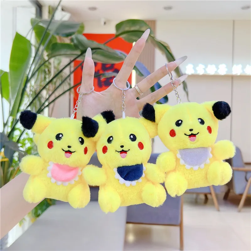

12cm Trendy Pikachu Bib, Plush Keychain, Grab Machine Toy, Keychain, Wedding Party Favors, Promotional Giveaways