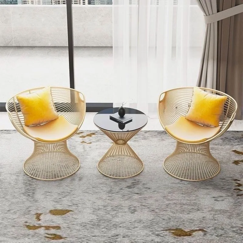 

Modern light luxury balcony cream casual Internet celebrity table and chair coffee table sofa chair three-piece set