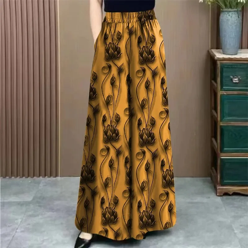 

Корейские женские модные брюки с принтом, осенние женские облегающие брюки с высокой талией, весенние женские повседневные широкие брюки большого размера 6XL