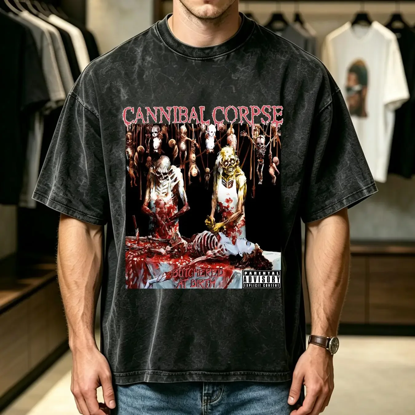 washed T Shirt Vintage 00s Cannibal Corpse Butchered At Birth Band Death Metal vintage Washed Unisex designer clothes fashion