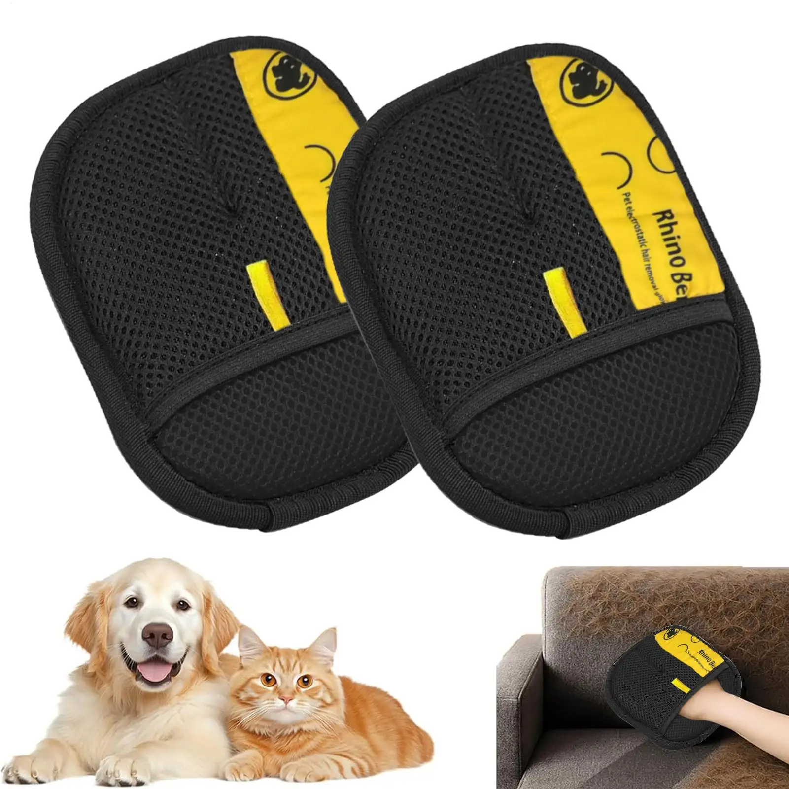 2Pcs/set Pet Static Hair Removal Gloves Double Sided Cat Grooming Glove Reusable Shedding Mitt Dog Cleaning Supplies
