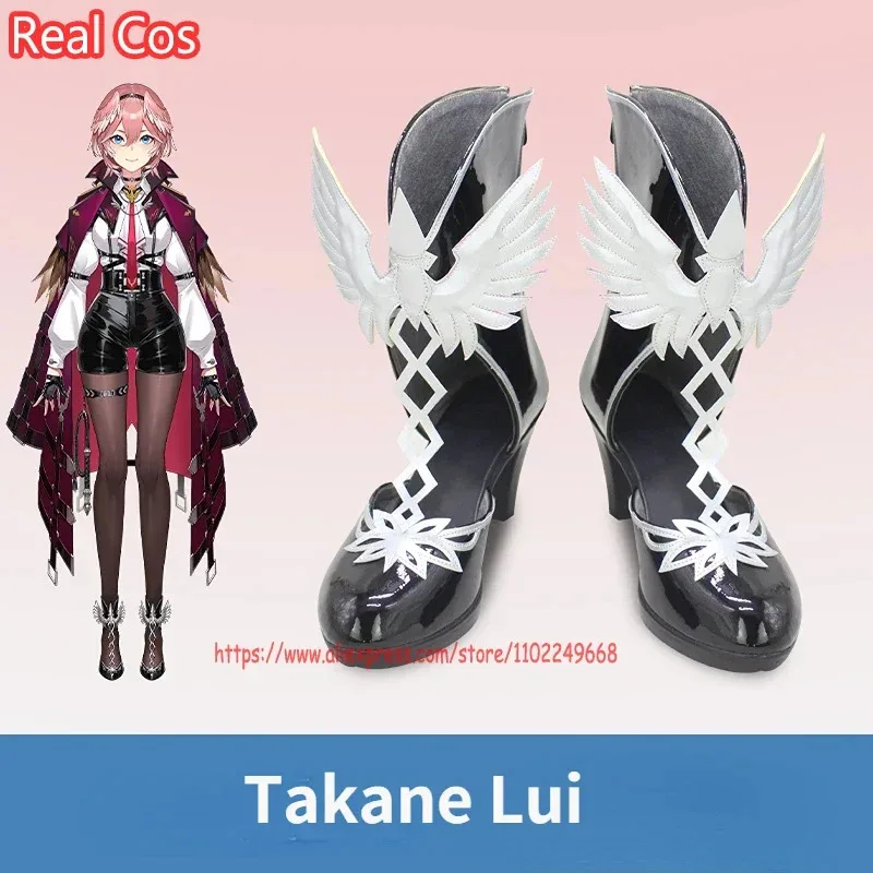 RealCos Vtuber Takane Lui 코스프레 신발 부츠 하이힐 신발 할로윈 코스프레 의상 액세서리