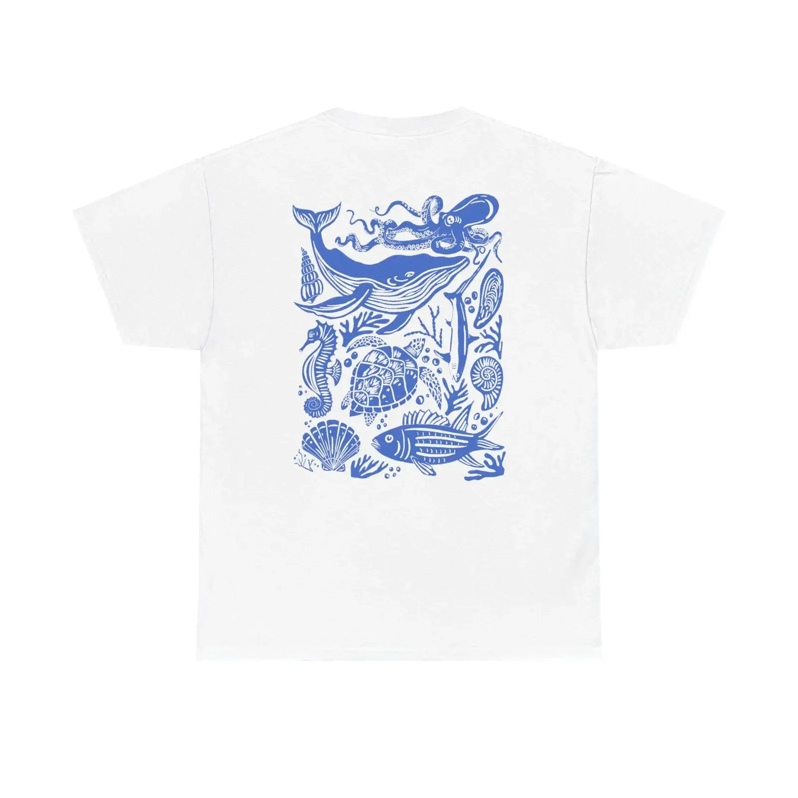 Ocean Animals Collage T Shirt Sea Life Marine Wildlife Underwater Creatures Top vintage Washed graphic streetwear homme
