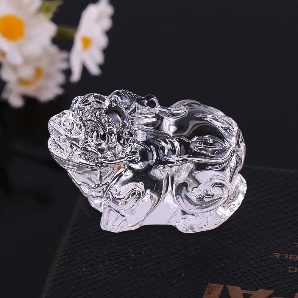 Chinese Mythical Animal Brave Pixi Glass Crystal Ornament Feng Shui Lucky Auspicious Statues Paperweight Home Decor Collectibles