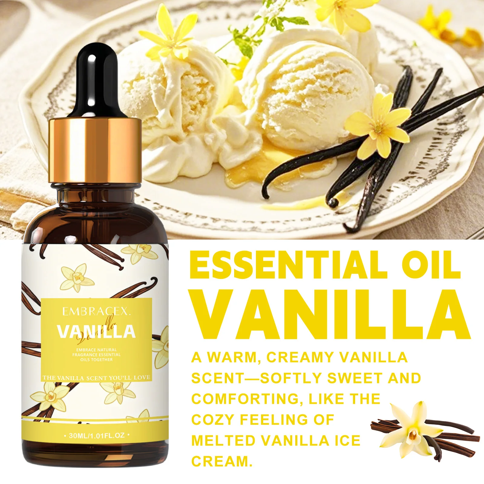 30ml Vanilla Essential Oil For Diffusers Candles Making Gift To Friends Warm Scent Aromatherapy - view 4