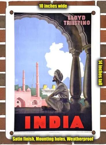 METAL SIGN - 1937 Lloyd Triestino India - 10x14 Inches