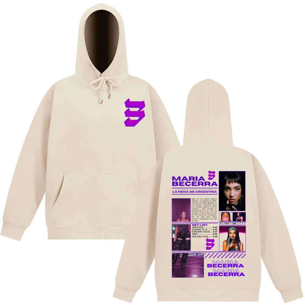 Cantante María Becerra La Nena álbum 2025 Tour sudadera gráfica hombres mujeres Hip-hop pulóver estético moda polar Casual Sudadera con capucha