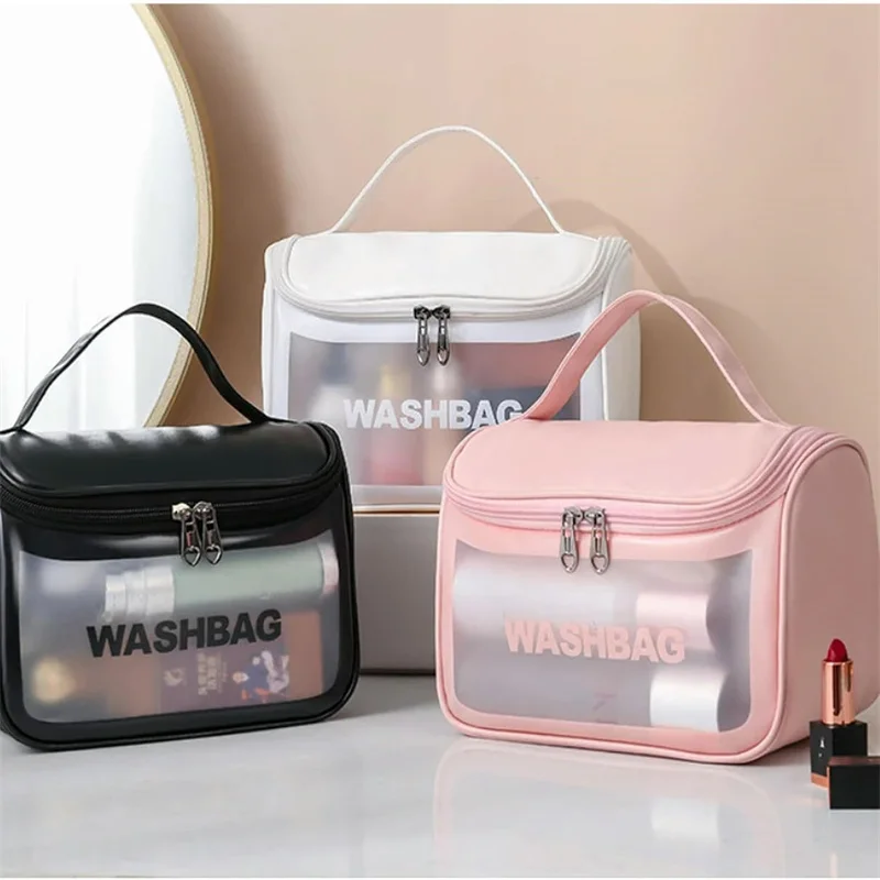 Large-Capacity Cosmetic Bag Transparent Waterproof Convenient Cosmetic Bag Portable Travel Wash Matte Storage Bag