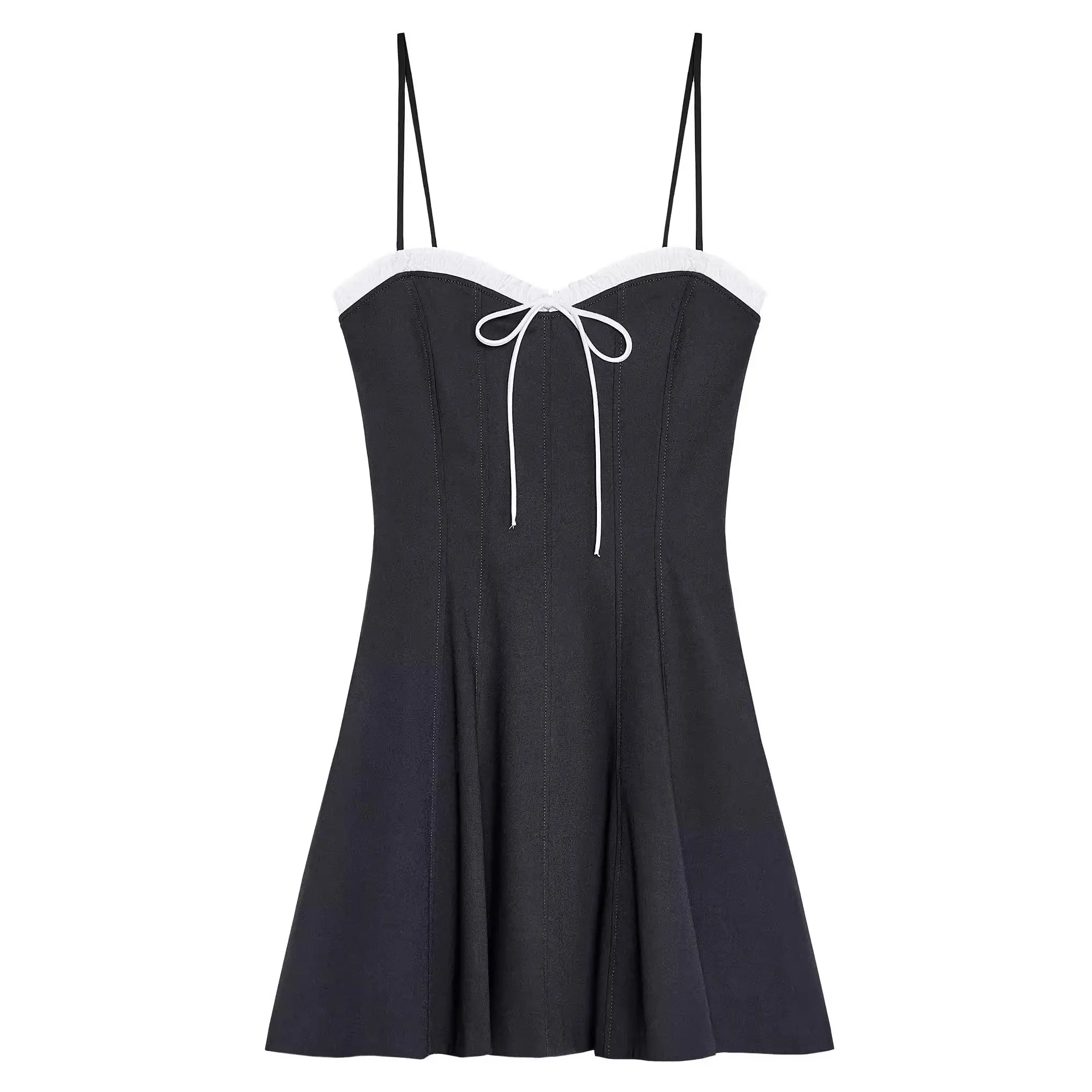 Vestido e de cintura alta, linha A, com laço borboleta, deco em camadas, sem alças, novidade de verão, vestido fem...