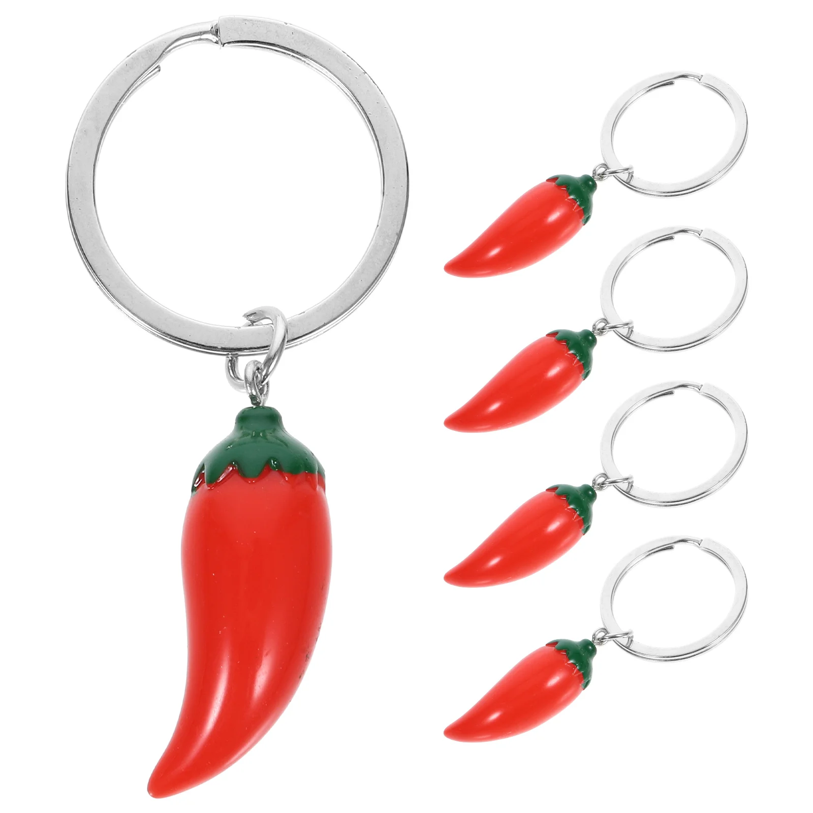 5 Pcs Chili Keychain Chains Cute Backpack Keychains Simulation Keyring Party Favor Pepper Pendants Alloy Favors