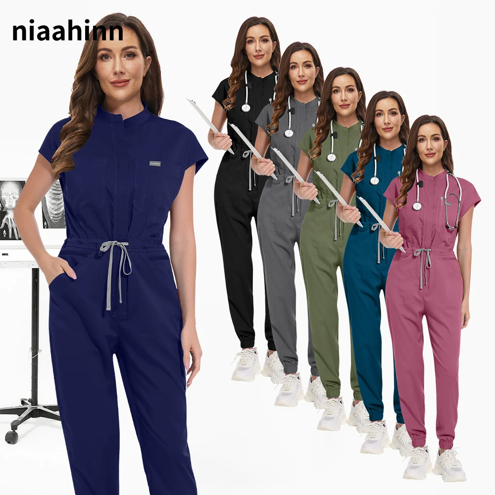 

Niaahinn медицинская униформа для операционной, женская одежда-скраб, комбинезон для стоматологической хирургии, цельная ветеринарная форма, медицинские аксессуары