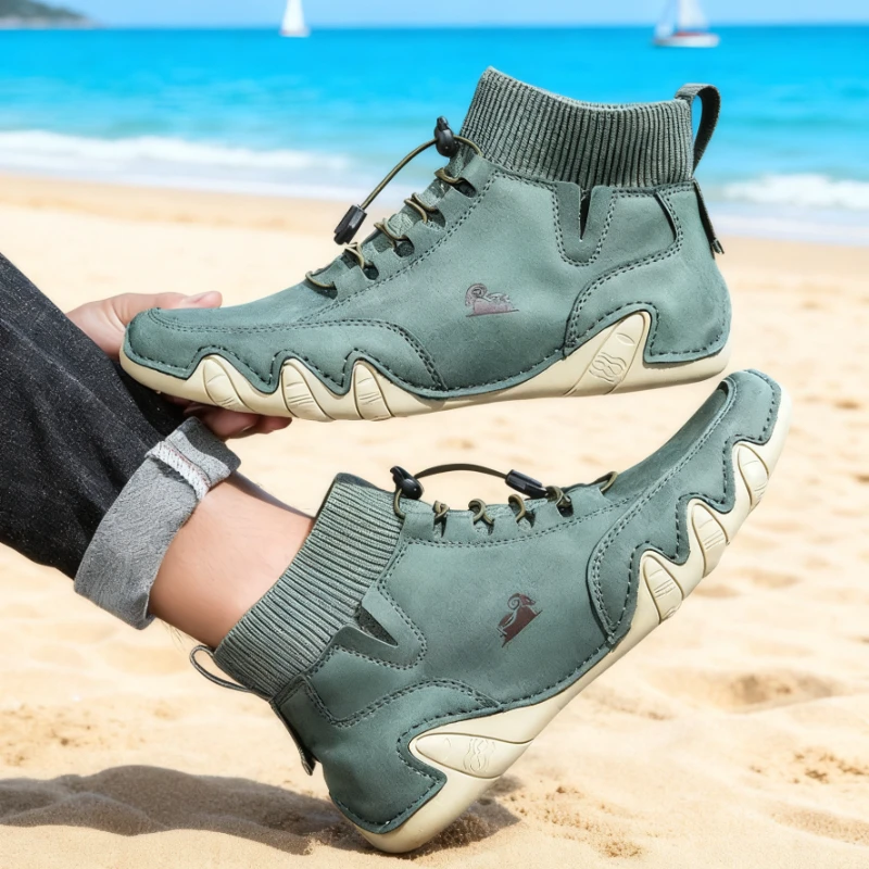 

Мужские ботильоны, новинка 2026, высокие повседневные кроссовки, модная удобная обувь, мужские зимние теплые кожаные ботинки, обувь для пар