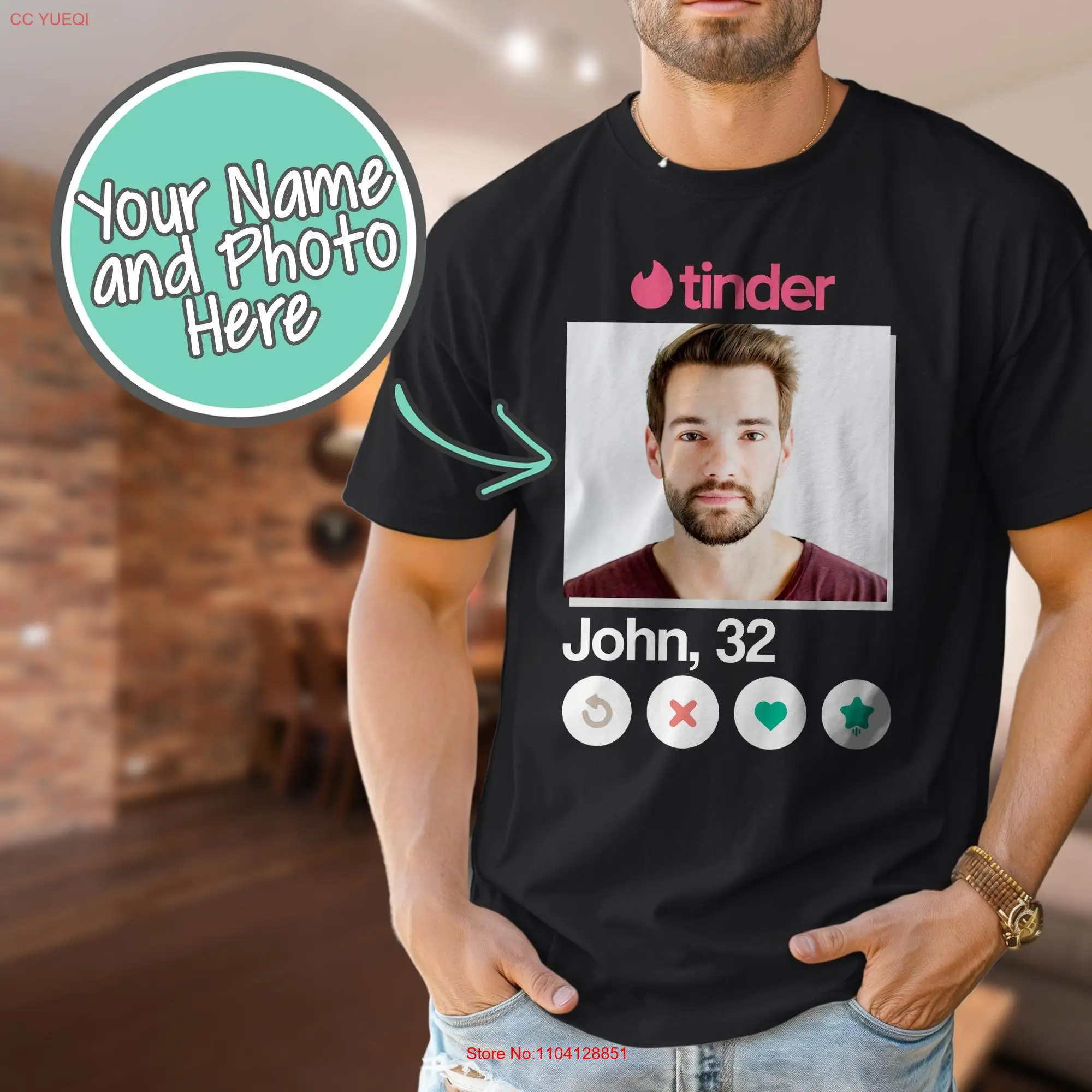 Funny Halloween 2024 T Shirt Dating App Tinder Costume Personalized for Men with Photo Swipe Left Hilarious s Friends