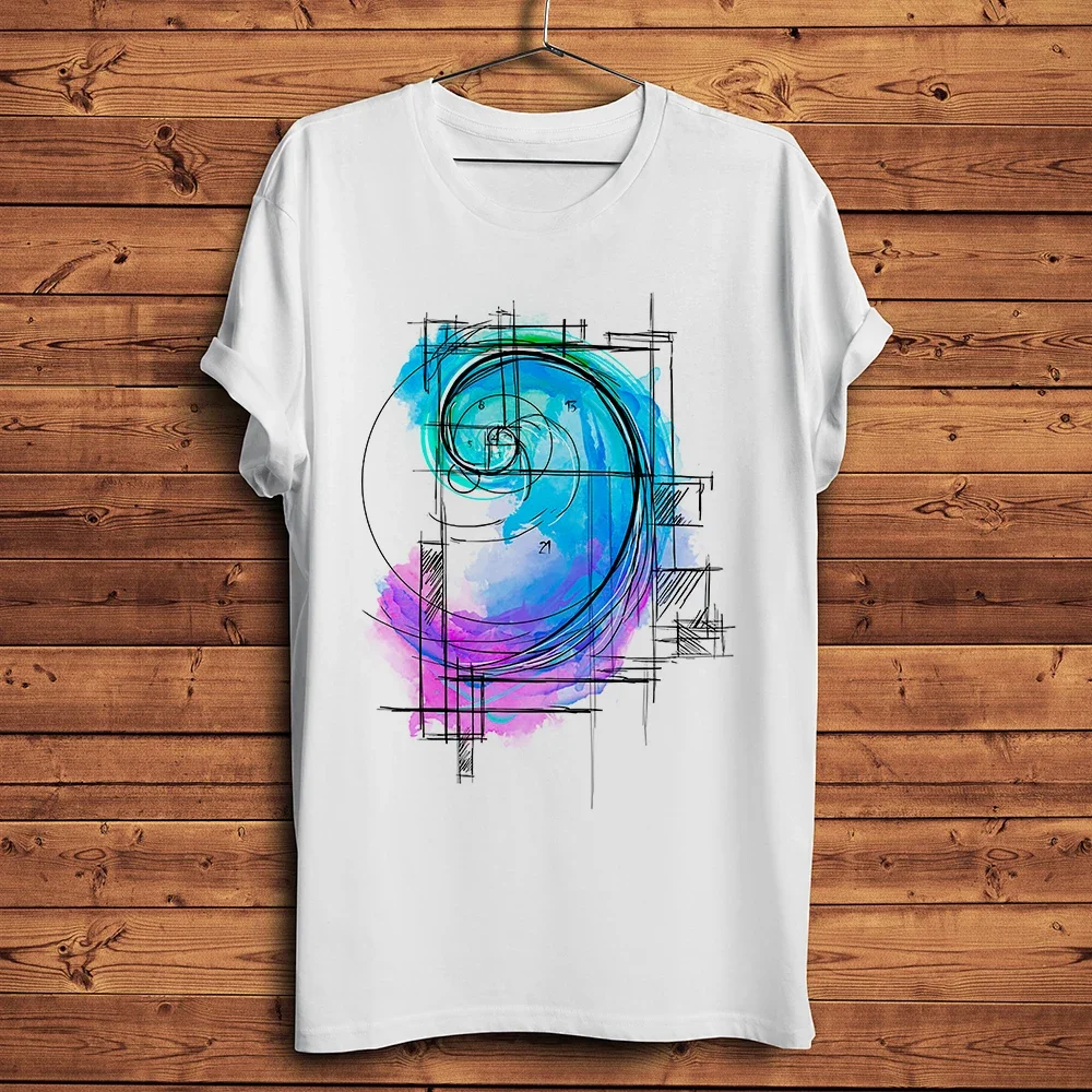 men summer new white casual homme cool geek 2024tshirt unisex streetwear watercolor Fibonacci sequence funny math art t shirt