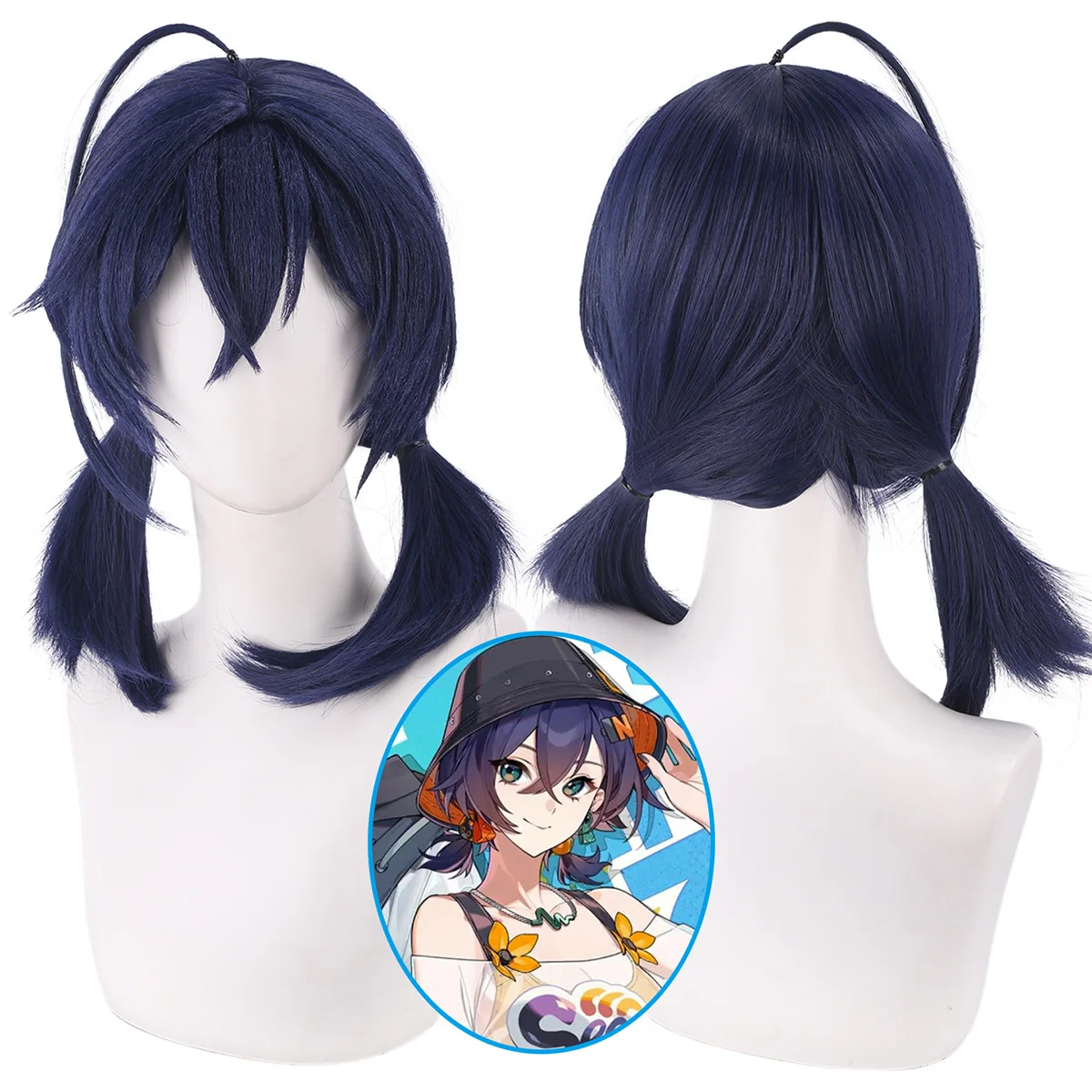 هالوين Zenless منطقة صفر حسناء شعر مستعار تأثيري قصير الأزرق أسلاك التوصيل المصنوعة مقاومة للحرارة الباروكات الحكيمة الوكيل فايتون الصيف للنساء