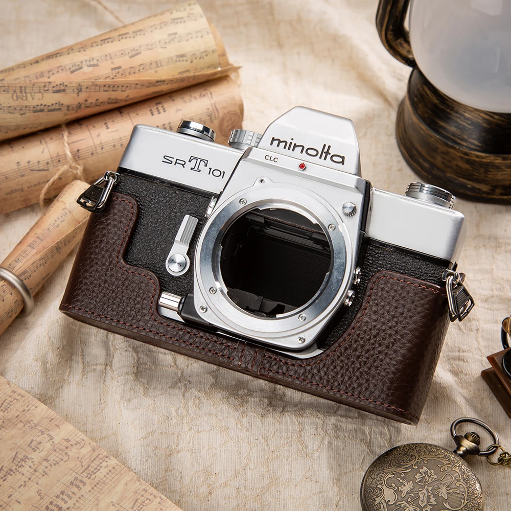 

For Minolta SRT-101 Case SRT-101 Bag Leather Camera Bag Protective Case Genuine Leather Camera Half Case Photography Accessories