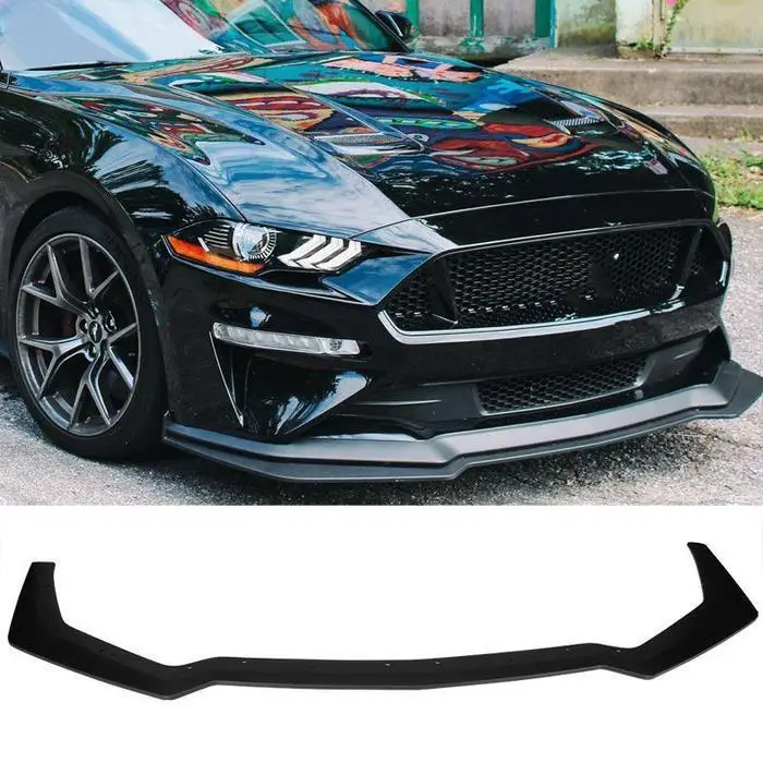 LAICY GT Style Front Bumper Lip Body Kit Splitter Spoiler Black For  Mustang 2018-20 Anti Scratch Diffuser Lip Trim Air Dam