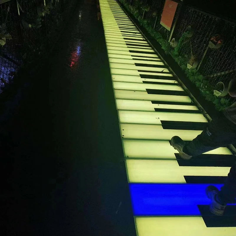 Hot Sale Interactive  Led Piano Dance Floor Play Music Buried Recessed Outdoor  Sensitive Colorful RGB Color