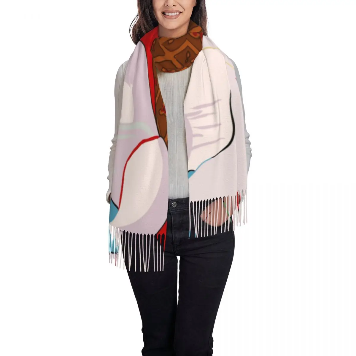 Custom Picasso's Dream Tassel Scarf Women Winter Fall Warm Shawls Wraps Ladies Pablo Picasso Scarves