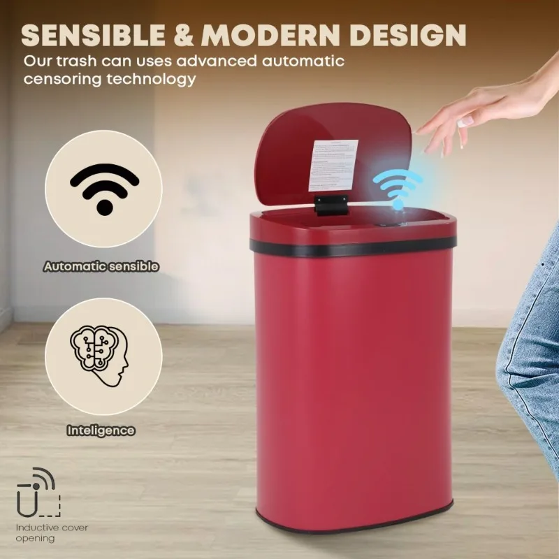 سلة مهملات المطبخ الأوتوماتيكية التي تعمل باللمس 13 جالون 50 لتر مع غطاء سلة المهملات المحمولة لمكتب غرفة نوم الحمام