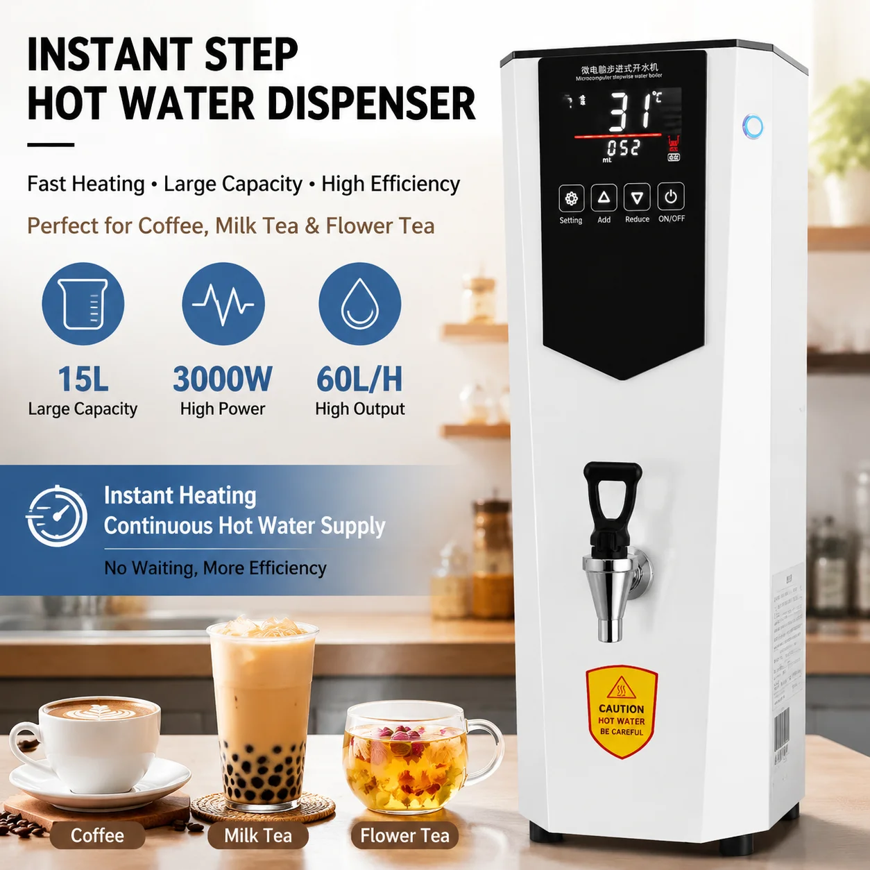 15L Electric Water Boiling Machine Hot Water Dispenser Boiler Water Heating Machine For Commercial Use