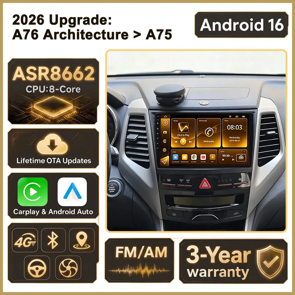 Cortex-A76 Octa-Core Android 16 For SsangYong Tivoli 2015 - 2022 Car Radio GPS Multimedia Player Auto Radio Touch Screen Wifi BT